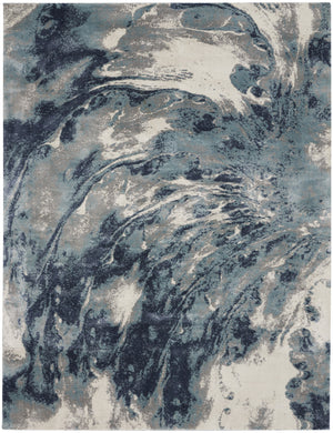 Homeroots 8' X 10' Blue Abstract Power Loom Area Rug  Polypropylene 569616