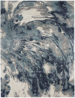 Homeroots 8' X 10' Blue Abstract Power Loom Area Rug  Polypropylene 569616