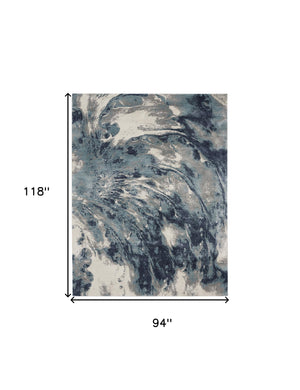 Homeroots 8' X 10' Blue Abstract Power Loom Area Rug  Polypropylene 569616