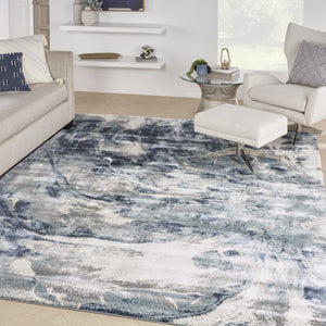 HomeRoots 8' Stylish Blue Abstract Power Loom Area Rug - Durable, Low-Maintenance, Ideal for Any Room Decor 8' X 10' 569616