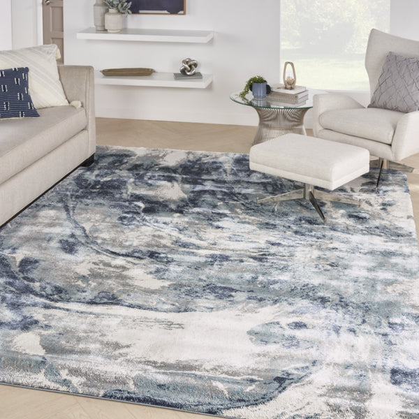 HomeRoots 8' Stylish Blue Abstract Power Loom Area Rug - Durable, Low-Maintenance, Ideal for Any Room Decor 8' X 10' 569616