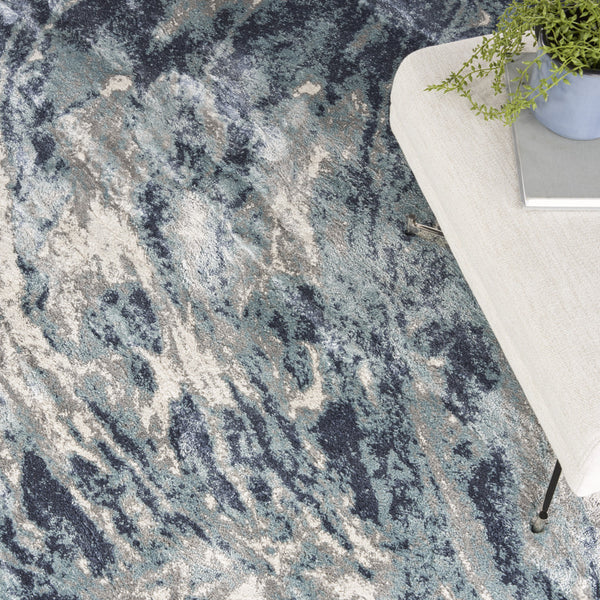 Homeroots 8' X 10' Blue Abstract Power Loom Area Rug  Polypropylene 569616