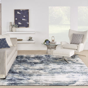 HomeRoots 8' Stylish Blue Abstract Power Loom Area Rug - Durable, Low-Maintenance, Ideal for Any Room Decor 8' X 10' 569616