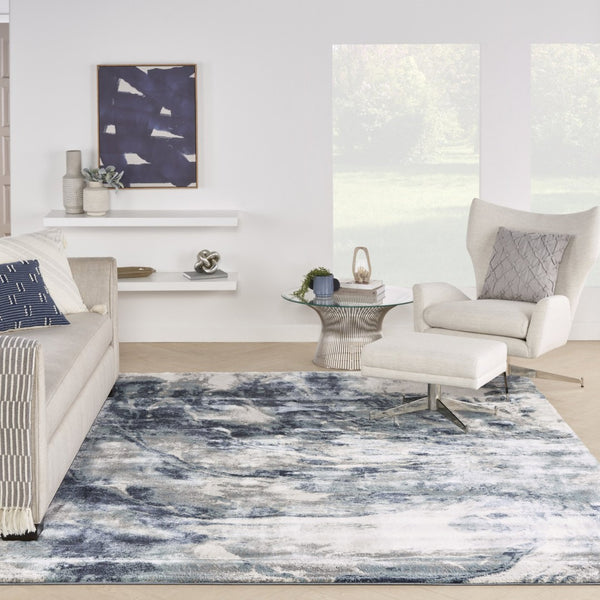 HomeRoots 8' Stylish Blue Abstract Power Loom Area Rug - Durable, Low-Maintenance, Ideal for Any Room Decor 8' X 10' 569616