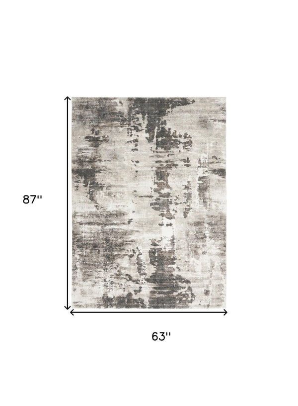 Homeroots 5' X 7' Tan Abstract Power Loom Area Rug  Polypropylene 569618