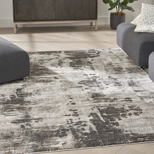 HomeRoots 5' Tan Abstract Area Rug - Modern Power Loomed Design for Soft Comfort and Effortless Style in Any Room 5' X 7' 569618