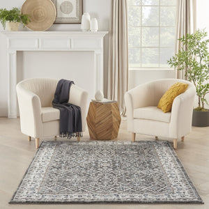 HomeRoots 5' Gray Floral Power Loom Area Rug - Elegant Design for Living Rooms, Bedrooms & Entryways, Durable 5' X 7' 569619