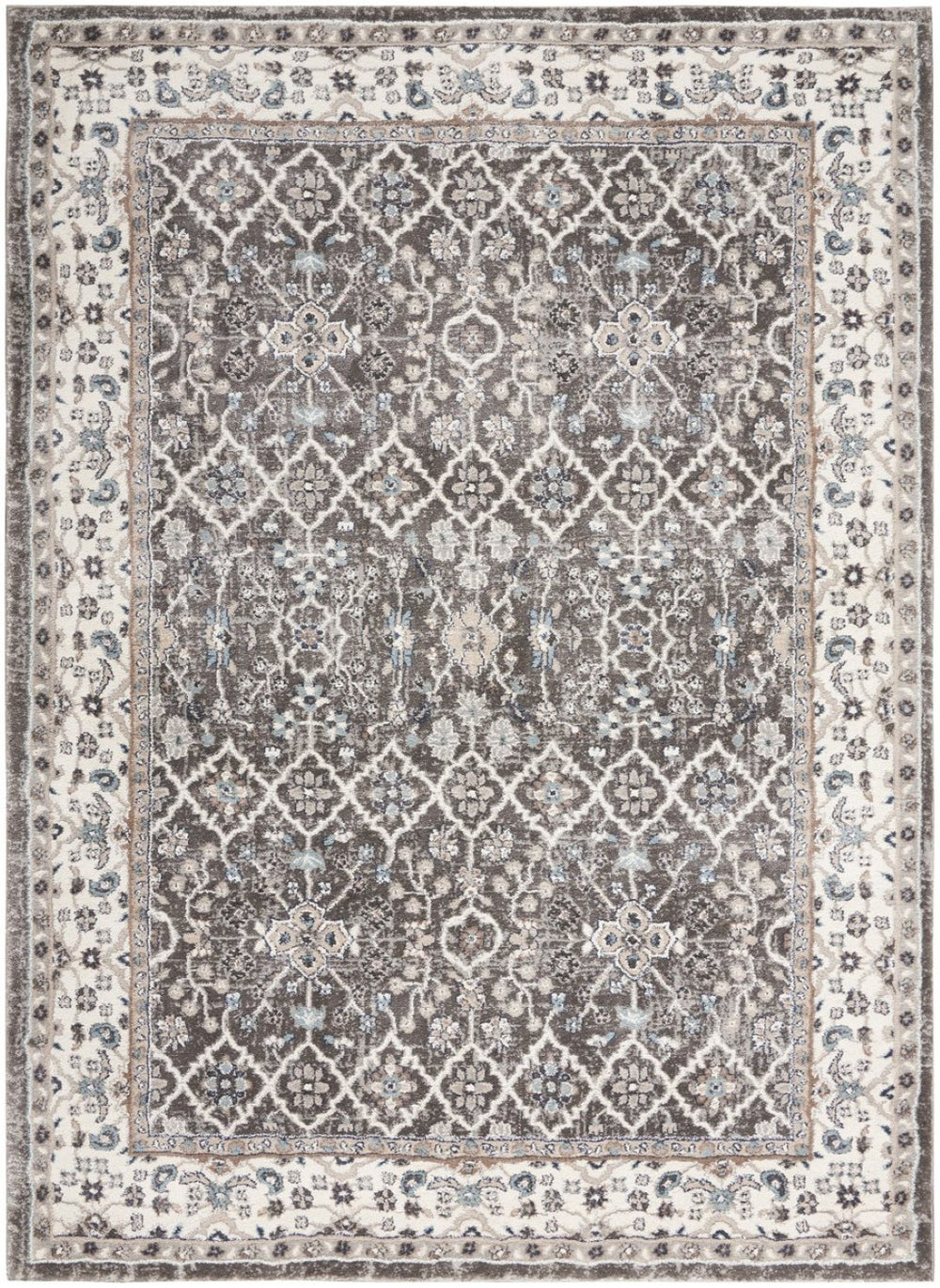 HomeRoots 5' Gray Floral Power Loom Area Rug - Elegant Design for Living Rooms, Bedrooms & Entryways, Durable 5' X 7' 569619