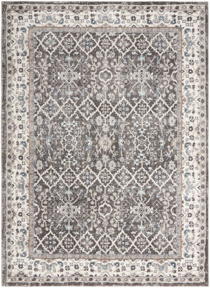 HomeRoots 5' Gray Floral Power Loom Area Rug - Elegant Design for Living Rooms, Bedrooms & Entryways, Durable 5' X 7' 569619