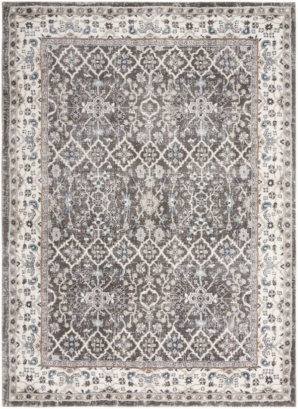 HomeRoots 5' Gray Floral Power Loom Area Rug - Elegant Design for Living Rooms, Bedrooms & Entryways, Durable 5' X 7' 569619