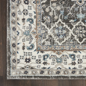HomeRoots 5' Gray Floral Power Loom Area Rug - Elegant Design for Living Rooms, Bedrooms & Entryways, Durable 5' X 7' 569619