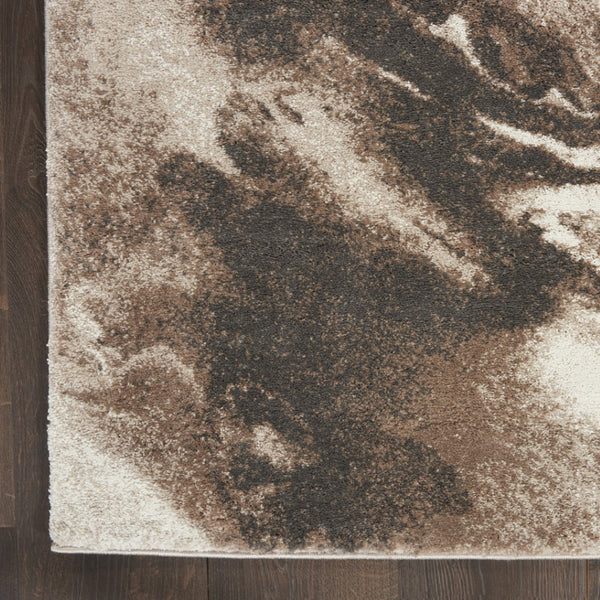 HomeRoots 8' Tan Abstract Power Loom Area Rug - Modern Design for Cozy Living Spaces with Soft Texture 4' X 6' 569620