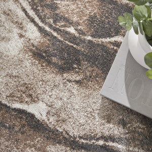 HomeRoots 8' Tan Abstract Power Loom Area Rug - Modern Design for Cozy Living Spaces with Soft Texture 4' X 6' 569620