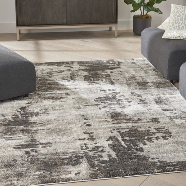 HomeRoots 5' Tan Abstract Area Rug - Modern Power Loomed Design for Soft Comfort and Effortless Style in Any Room 4' X 6' 569621
