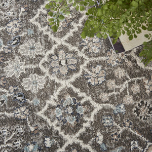 HomeRoots 5' Gray Floral Power Loom Area Rug - Elegant Design for Living Rooms, Bedrooms & Entryways, Durable 4' X 6' 569622