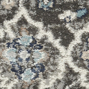 HomeRoots 5' Gray Floral Power Loom Area Rug - Elegant Design for Living Rooms, Bedrooms & Entryways, Durable 4' X 6' 569622