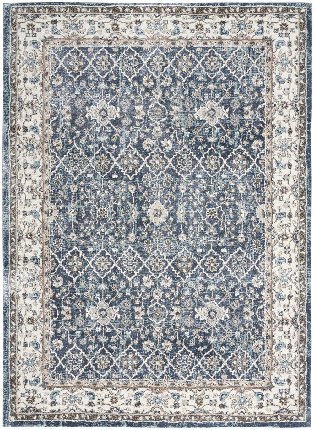 Homeroots 4' X 6' Blue Floral Power Loom Area Rug  Polypropylene 569623