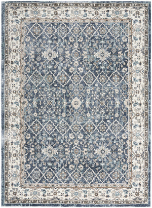 Homeroots 4' X 6' Blue Floral Power Loom Area Rug  Polypropylene 569623