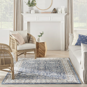 HomeRoots 4' X 6' Floral Power Loom Area Rug - Timeless Charm for Living Rooms, Bedrooms & Entryways Blue 569623
