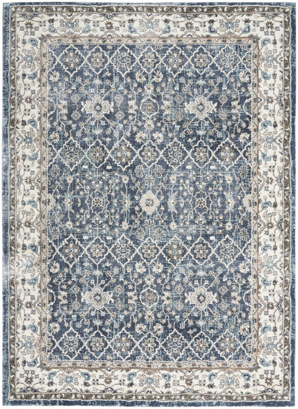HomeRoots 4' X 6' Floral Power Loom Area Rug - Timeless Charm for Living Rooms, Bedrooms & Entryways Blue 569623