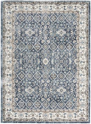 HomeRoots 4' X 6' Floral Power Loom Area Rug - Timeless Charm for Living Rooms, Bedrooms & Entryways Blue 569623