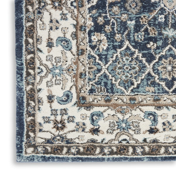 Homeroots 4' X 6' Blue Floral Power Loom Area Rug  Polypropylene 569623