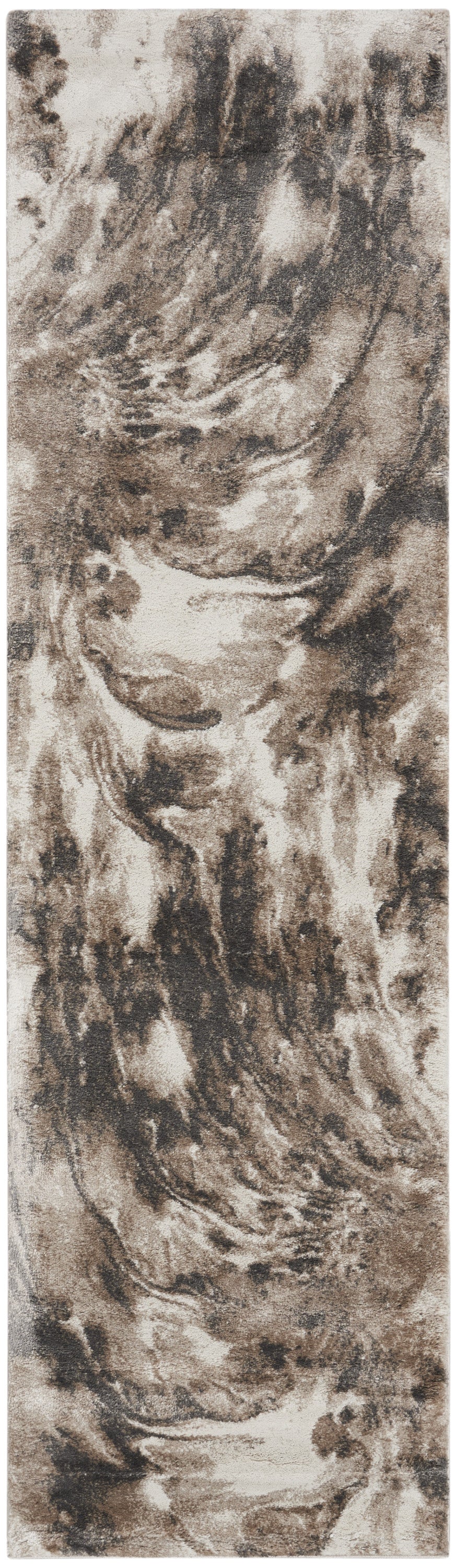 Homeroots 8' Tan Abstract Power Loom Runner Rug  Polypropylene 569624