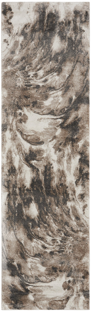 Homeroots 8' Tan Abstract Power Loom Runner Rug  Polypropylene 569624