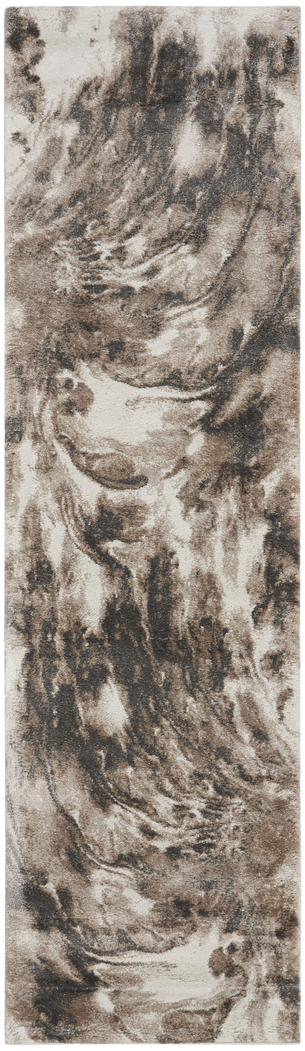 Homeroots 8' Tan Abstract Power Loom Runner Rug  Polypropylene 569624