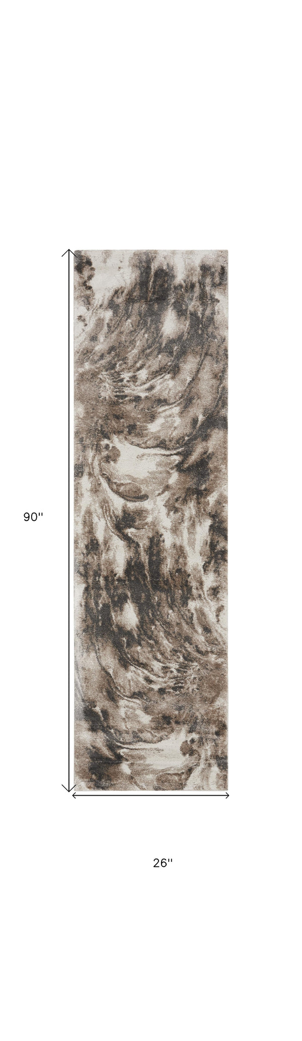 Homeroots 8' Tan Abstract Power Loom Runner Rug  Polypropylene 569624