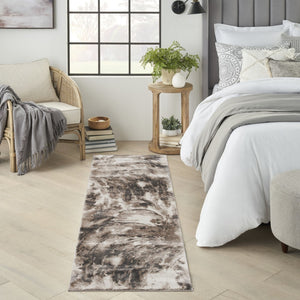 HomeRoots 8' Tan Abstract Power Loom Area Rug - Modern Design for Cozy Living Spaces with Soft Texture 8' Runner 569624