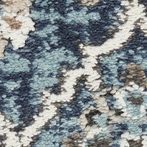 HomeRoots 8' Teal Ivory and Gray Floral Medallion Rug - Elegant Design for Hallways, Kitchens, and More! 8' Runner 569626