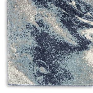 HomeRoots 8' Contemporary Blue Abstract Power Loom Runner Rug - Stylish, Durable, and Easy-Care Décor Accent 8' Runner 569627
