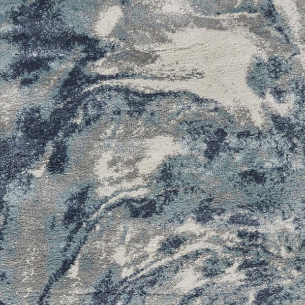HomeRoots 8' Contemporary Blue Abstract Power Loom Runner Rug - Stylish, Durable, and Easy-Care Décor Accent 8' Runner 569627