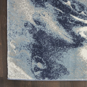 HomeRoots 8' Contemporary Blue Abstract Power Loom Runner Rug - Stylish, Durable, and Easy-Care Décor Accent 8' Runner 569627