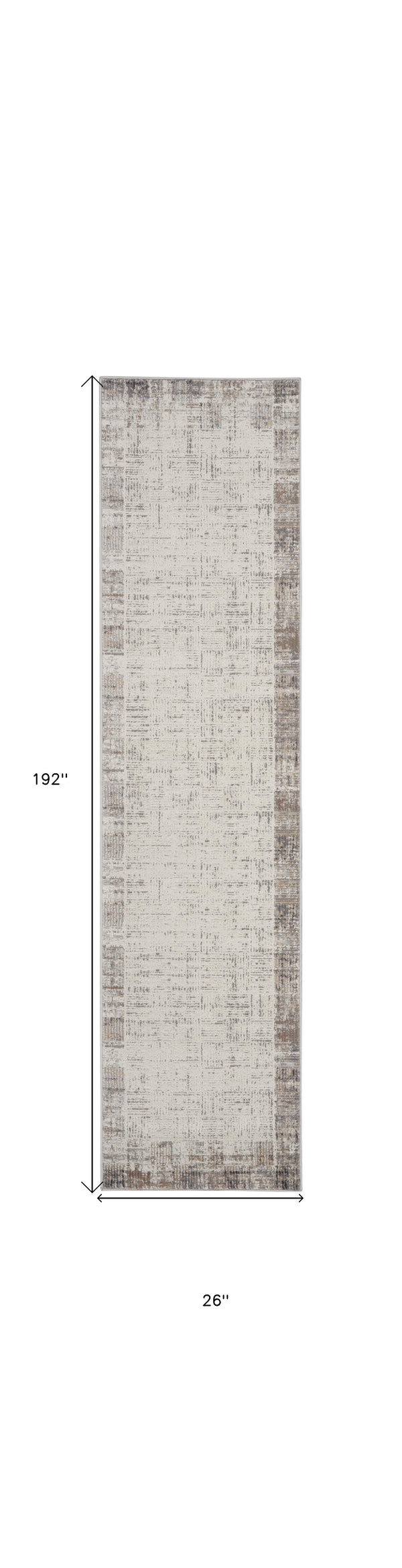 Homeroots 16' Ivory And Gray Abstract Runner Rug  Polypropylene 569628