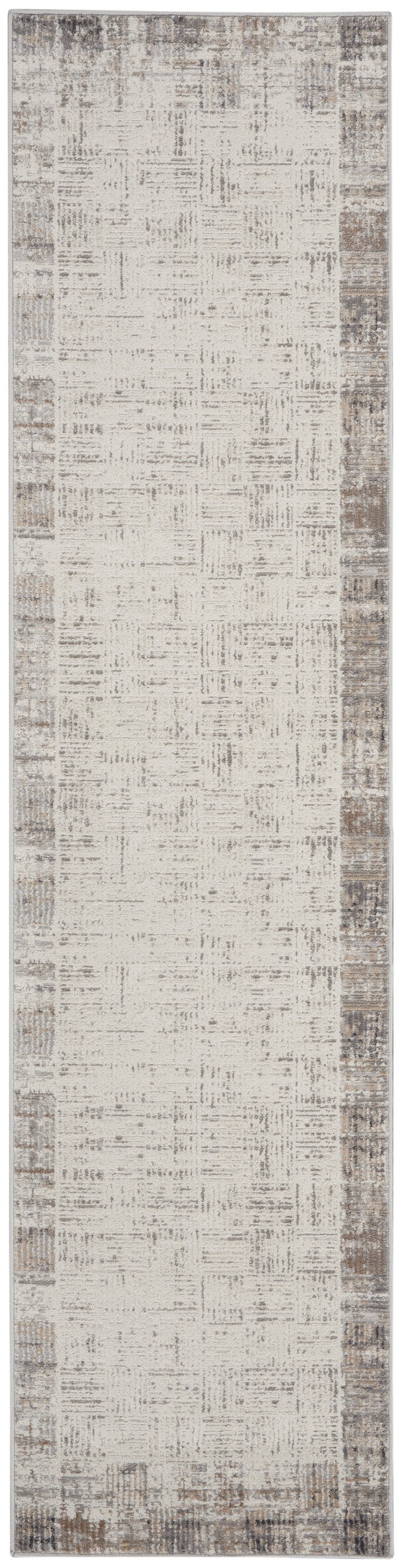 Homeroots 16' Ivory And Gray Abstract Runner Rug  Polypropylene 569628