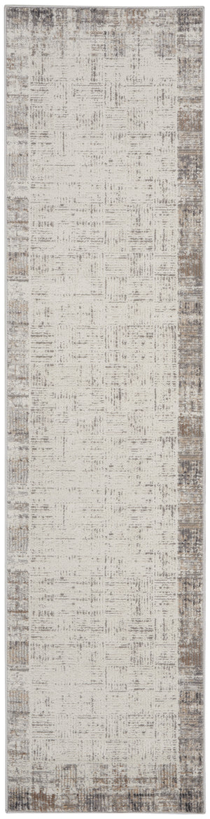 Homeroots 16' Ivory And Gray Abstract Runner Rug  Polypropylene 569628
