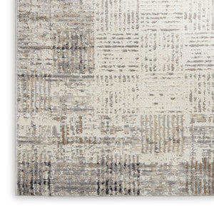 Homeroots 16' Ivory And Gray Abstract Runner Rug  Polypropylene 569628