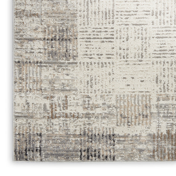 Homeroots 16' Ivory And Gray Abstract Runner Rug  Polypropylene 569628