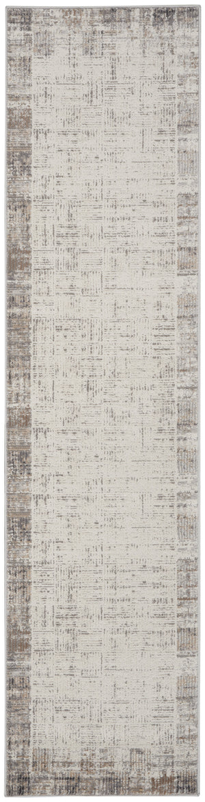 Homeroots 16' Ivory And Gray Abstract Runner Rug  Polypropylene 569628