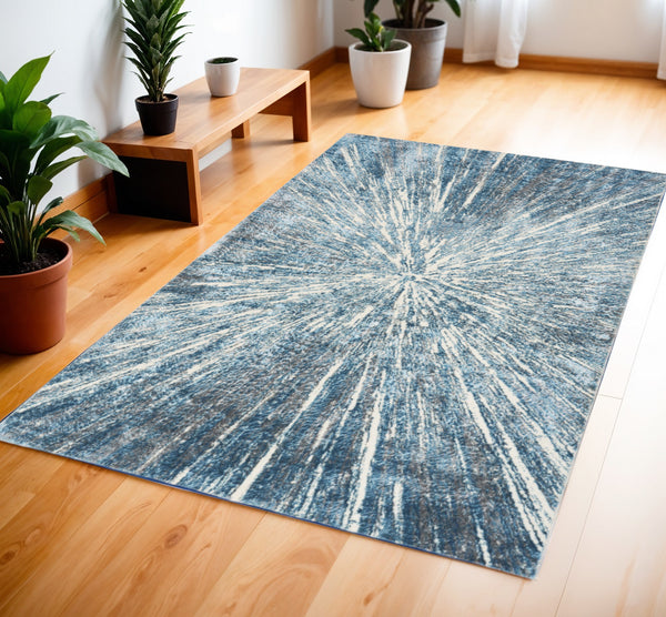 Homeroots 4' X 6' Blue Abstract Area Rug - Stylish Rectangle Design To Enhance Your Home's Warmth And Charm 4' X 6' Polyester 569629