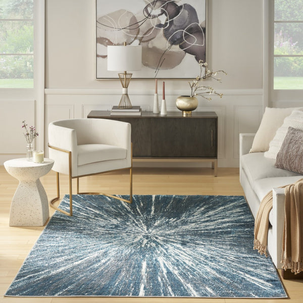 Homeroots 4' X 6' Blue Abstract Area Rug - Stylish Rectangle Design To Enhance Your Home's Warmth And Charm 4' X 6' Polyester 569629