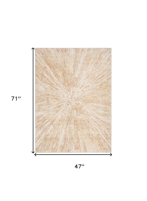 Homeroots 4' X 6' Ivory Abstract Area Rug – Stylish Modern Design For Warmth And Elegance In Any Space 4' X 6' Polyester 569631