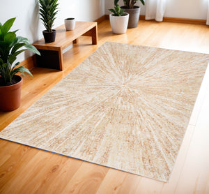 Homeroots 4' X 6' Ivory Abstract Area Rug – Stylish Modern Design For Warmth And Elegance In Any Space 4' X 6' Polyester 569631