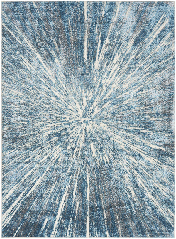 Homeroots 5' X 7' Blue Abstract Area Rug  Polyester 569634