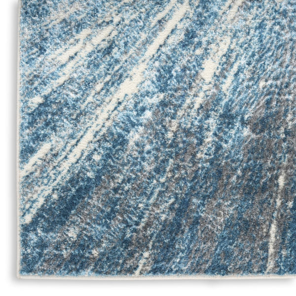 HomeRoots 5' Blue Abstract Area Rug - Contemporary Design, Durable Machine-Made, Perfect for Any Room Decor 5' X 7' 569634