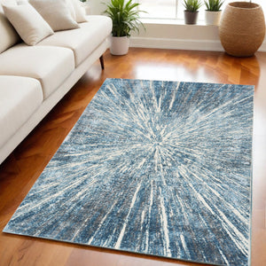 Homeroots 5' X 7' Blue Abstract Area Rug  Polyester 569634