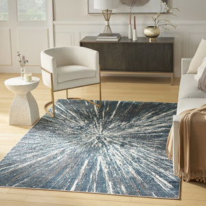 HomeRoots 5' Blue Abstract Area Rug - Contemporary Design, Durable Machine-Made, Perfect for Any Room Decor 5' X 7' 569634