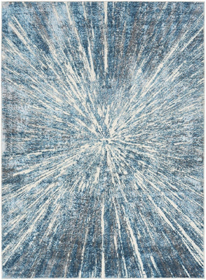HomeRoots 5' Blue Abstract Area Rug - Contemporary Design, Durable Machine-Made, Perfect for Any Room Decor 5' X 7' 569634